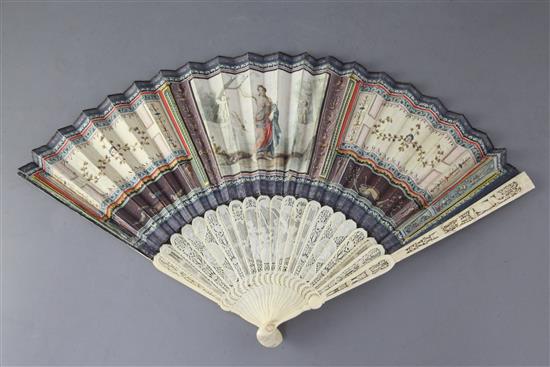 A late 18th century Grand Tour fan, width 19in.